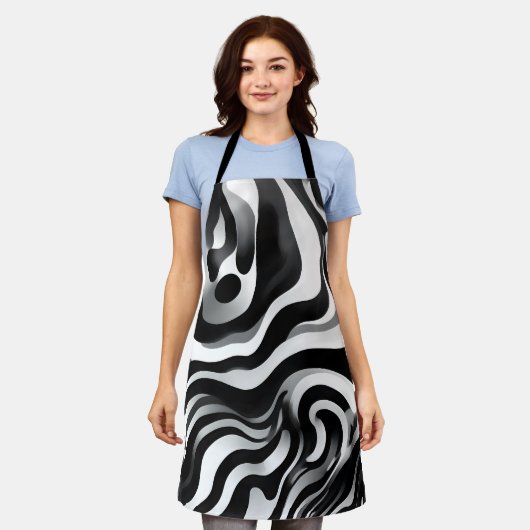 Schwarz-Weiß-Weiß-Op-Art, Schürze (Getragen)