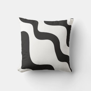 Schwarz-Weiß-Welle Abstrakte Moderne Kunst Chic Kissen