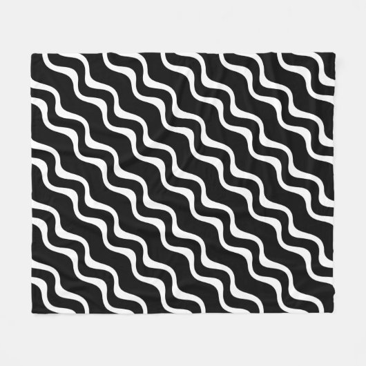 Schwarz-Weiß-Wellenbrecher-Muster Fleecedecke (Vorderseite (Horizontal))