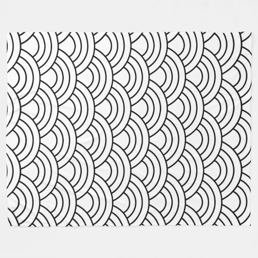 Schwarz-Weiß-Wellenmuster Fleecedecke (Vorderseite (Horizontal))