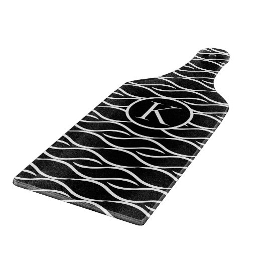 Schwarz-Weiß-Wellenmuster mit benutzerdefiniertem Schneidebrett (Ecke)