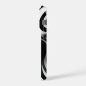 Schwarz-Weiß-Wellige Op-Art, iPhone Hülle (Linke Seite)