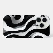 Schwarz-Weiß-Wellige Op-Art, iPhone Hülle (Rückseite (Horizontal))