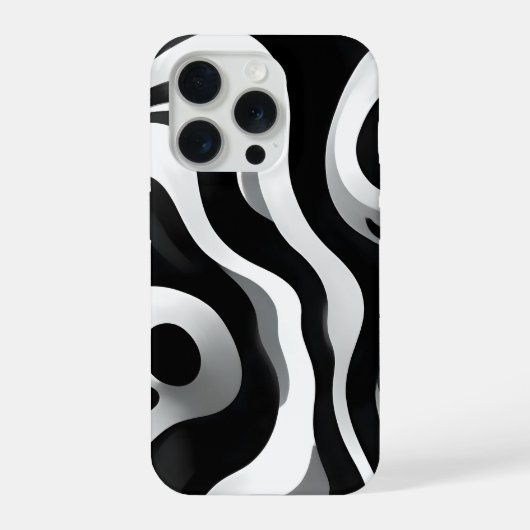 Schwarz-Weiß-Wellige Op-Art, iPhone Hülle (Rückseite)