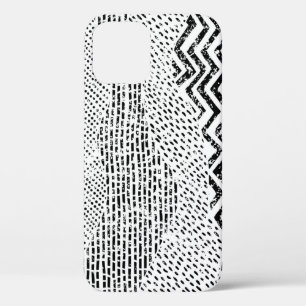 Schwarz-weiß welliges Patchwork-Ornament Case-Mate iPhone Hülle