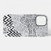 Schwarz-weiß welliges Patchwork-Ornament iPhone Hülle (Rückseite (Horizontal))