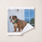 Schwarz-Weiß-Welpe Badhandtuch Set (Waschlappen)