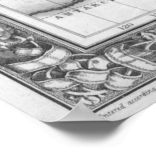 Schwarz-Weiß-Weltkarte (1864) Poster (Ecke)