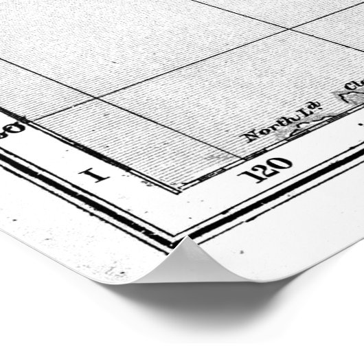 Schwarz-Weiß-Weltkarte (1892) Poster (Ecke)