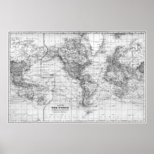 Schwarz-Weiß-Weltkarte (1901) Poster (Vorne)