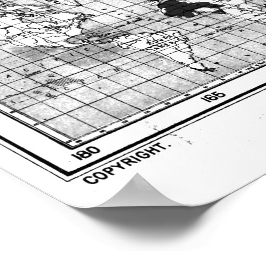 Schwarz-Weiß-Weltkarte (1918) Poster (Ecke)