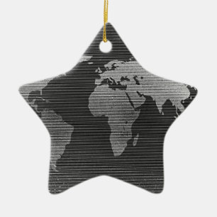Schwarz-Weiß-Weltkarte Keramik Ornament