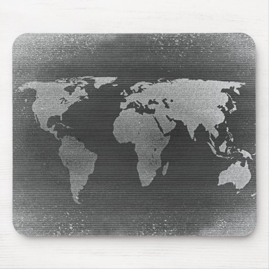 Schwarz-Weiß-Weltkarte Mousepad (Vorne)