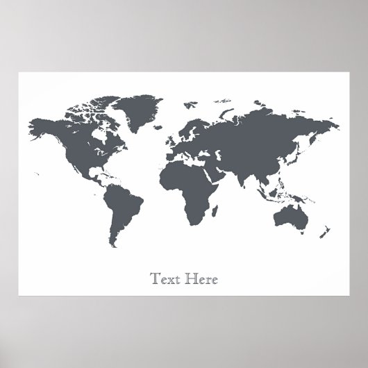 Schwarz-Weiß-Weltkarte-Poster 10 Personalisiert Poster (Vorne)