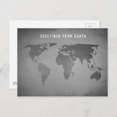 Schwarz-Weiß-Weltkarte Postkarte (Vorne/Hinten)