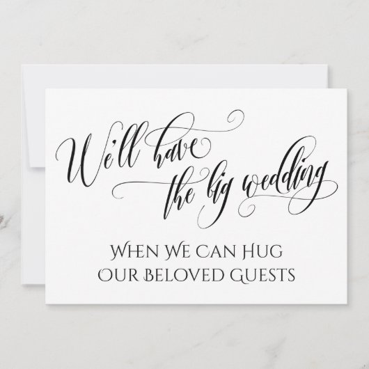 Schwarz-weiß, wenn wir dich umarmen können einladung (Vorderseite)