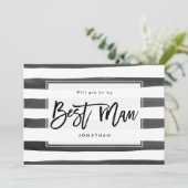 Schwarz-weiß werden Sie mein Trauzeuge-Vorschlagsk Dankeskarte (Stehend Vorderseite)