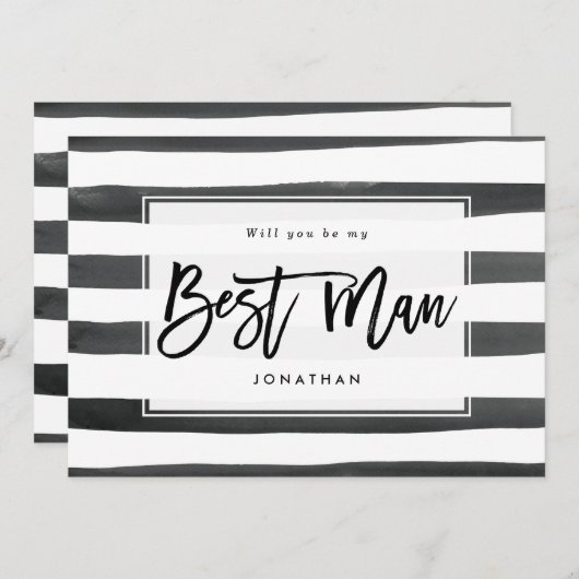 Schwarz-weiß werden Sie mein Trauzeuge-Vorschlagsk Dankeskarte (Vorne/Hinten)