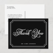 Schwarz-weiß-Whimsical-Script-Dankeskarten-Postkar Postkarte (Vorne/Hinten)