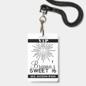 Schwarz-weiß Whimsical Sun Celestial Geburtstag VI Ausweis (Vorderseite mit Lanyard)