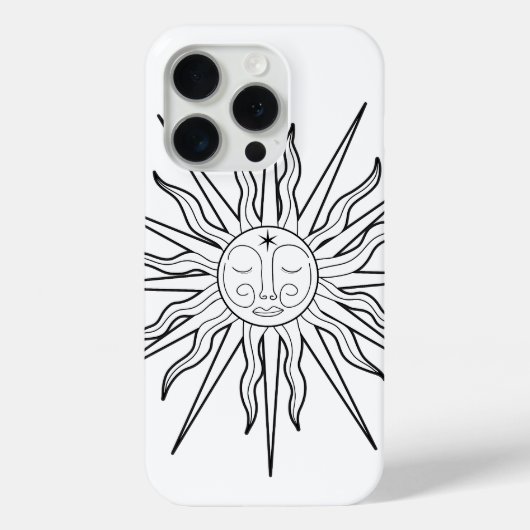 Schwarz-Weiß-Whimsical Sun-Himmelsastrologie Case-Mate iPhone Hülle (Rückseite)