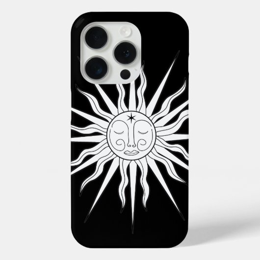 Schwarz-Weiß-Whimsical Sun-Himmelsastrologie Case-Mate iPhone Hülle (Rückseite)