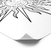 Schwarz-Weiß-Whimsical Sun-Himmelsastrologie Poster (Ecke)