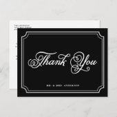 Schwarz & Weiß Whimsikskript Danke Postcard Postkarte (Vorne/Hinten)