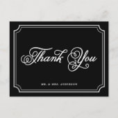 Schwarz & Weiß Whimsikskript Danke Postcard Postkarte (Vorderseite)