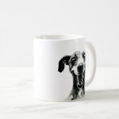 Schwarz-Weiß-Whippet | Niedlich Greyhound Kaffeetasse (VorderseiteRechts)