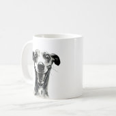 Schwarz-Weiß-Whippet | Niedlich Greyhound Kaffeetasse (Vorderseite Links)