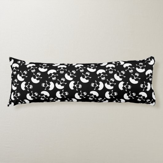 Schwarz-Weiß-Wiederholungsmotiv | Schädelmuster Seitenschläferkissen (Vorderseite)
