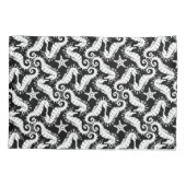 Schwarz-Weiß-Wiederholungsmotiv | Seepferd Muster Kissenbezug (Rückseite)