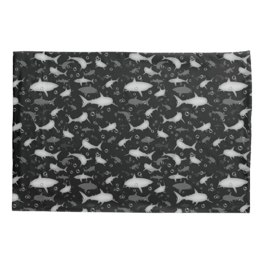 Schwarz-Weiß-Wiederholungsmotiv | Shark Pattern Kissenbezug (Rückseite)