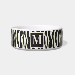 Schwarz-Weiß-Wild-Exotic-Zebra-Print-Monogramm Napf
