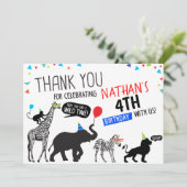 Schwarz-weiß Wild Party Animal Birthday Vielen Dan Einladung (Stehend Vorderseite)