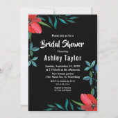 Schwarz-Weiß-Wildblume Blumenkohl-Brautparty Einladung (Vorderseite)