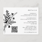 Schwarz-Weiß-Wildblume Bouquet Hochzeitsdetails Begleitkarte (Vorderseite)