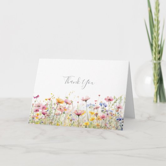 Schwarz-Weiß-Wildblume Dankeskarte (Vorderseite)