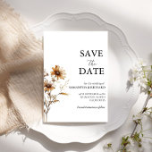 Schwarz-Weiß-Wildblume-Hochzeit speichert das Datu Einladung