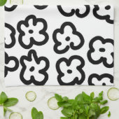 Schwarz-Weiß-Wildblume Modernes Design Geschirrtuch (Gefaltet)