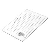 Schwarz-Weiß-Wildblume vom Schreibtisch mit Linde Notizblock (angewinkelt)