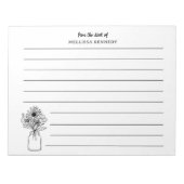 Schwarz-Weiß-Wildblume vom Schreibtisch mit Linde Notizblock (Vorderseite)