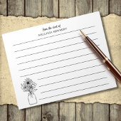 Schwarz-Weiß-Wildblume vom Schreibtisch mit Linde Notizblock