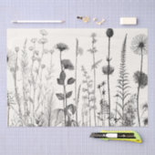 Schwarz-Weiß-Wildblumen3 für Dekoupage oder Gesche Seidenpapier (Handwerk)