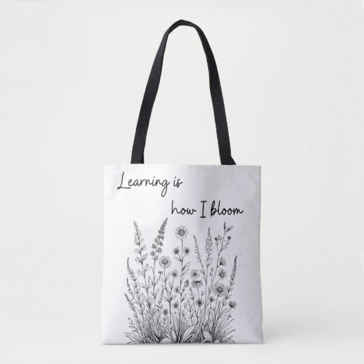 Schwarz-Weiß-Wildblumen blühen Tasche (Vorderseite)