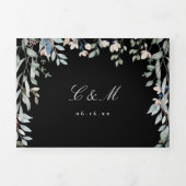 Schwarz-Weiß-Wildblumen Foto Hochzeit Dreifach Gefaltete Einladung (Cover)