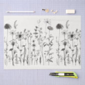 Schwarz-Weiß-Wildblumen für Dekoupage oder Geschen Seidenpapier (Handwerk)