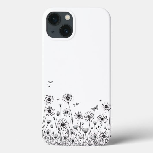 Schwarz-weiß-Wildblumen-iPhone-13-Hülle Case-Mate iPhone Hülle (Rückseite)
