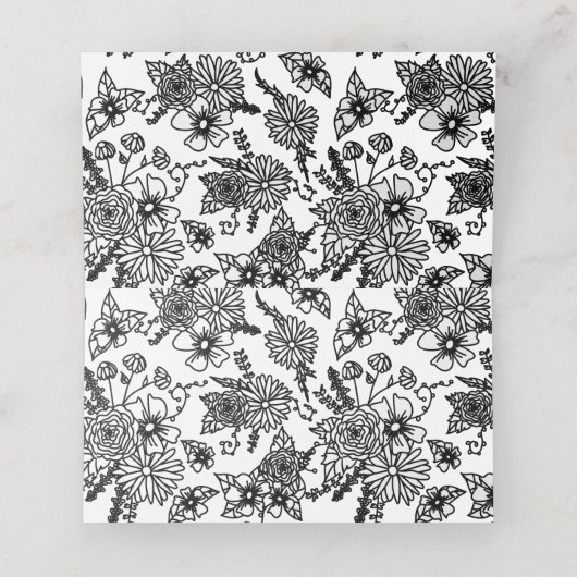 Schwarz-Weiß-Wildblumen Klappende Platzkarte (Innenseite Aufgefaltet)